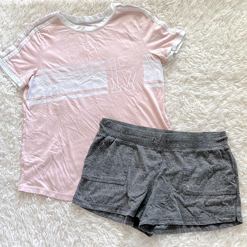 Pajama Set SO Danskin Loungewear Size Large Pink Gray
